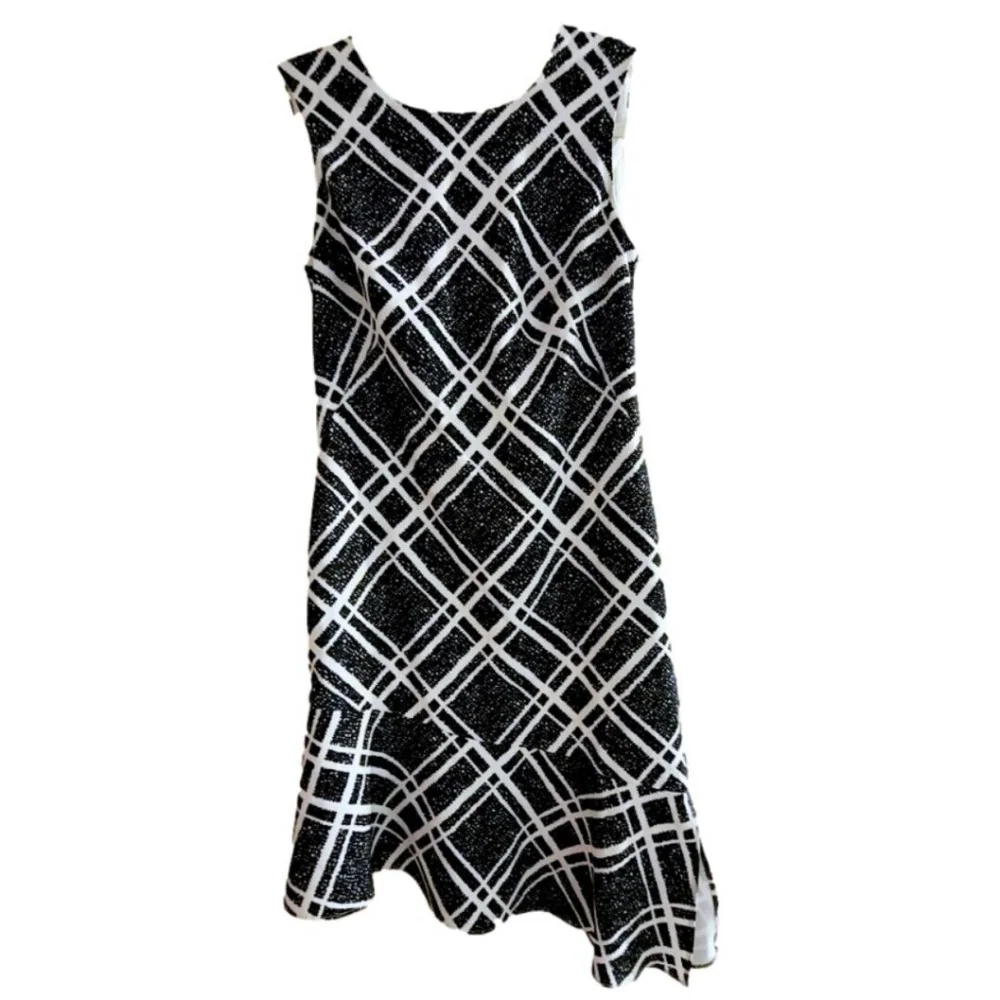 EUC White House Black Market Geometric Pattern Sleeveless Sh Dress Sz 00 - Picture 2 of 5